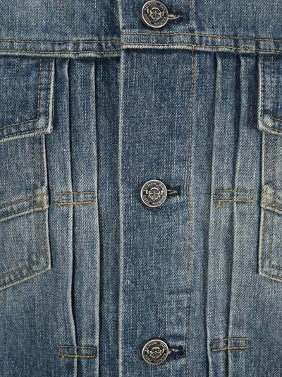 Shop Balmain Zipped Detail Denim Jacket In Blue