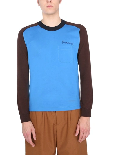 Shop Marni Colour Block Crewneck Sweatshirt In Multi