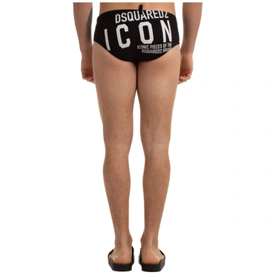 Shop Dsquared2 Logo Print Swim Briefs In Black