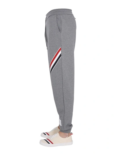 Shop Thom Browne Rwb Stripe Jogger Pants In Grey