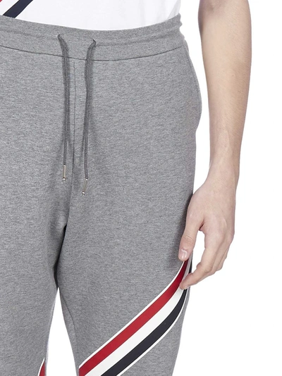 Shop Thom Browne Rwb Stripe Jogger Pants In Grey