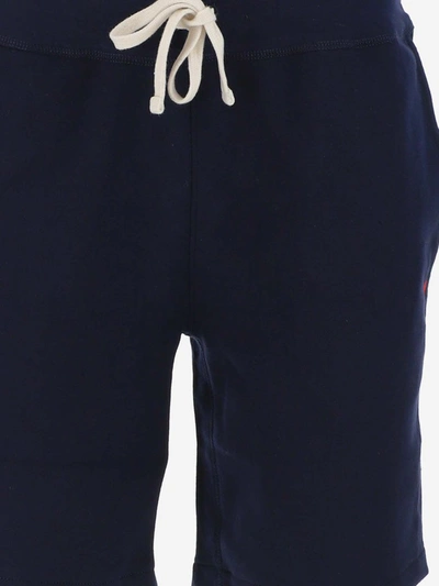 Shop Polo Ralph Lauren Logo Embroidered Drawstring Shorts In Navy