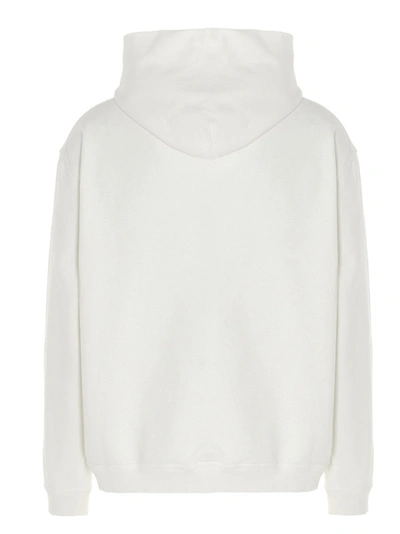 Shop Maison Margiela Logo Embroidered Hoodie In White