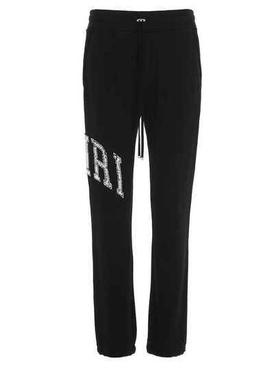 Shop Amiri Varsity Logo Print Sweatpants In Black