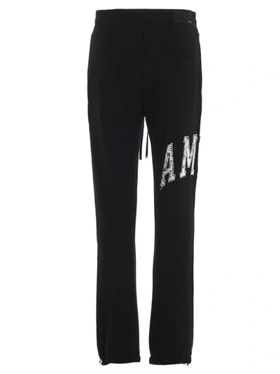 Shop Amiri Varsity Logo Print Sweatpants In Black