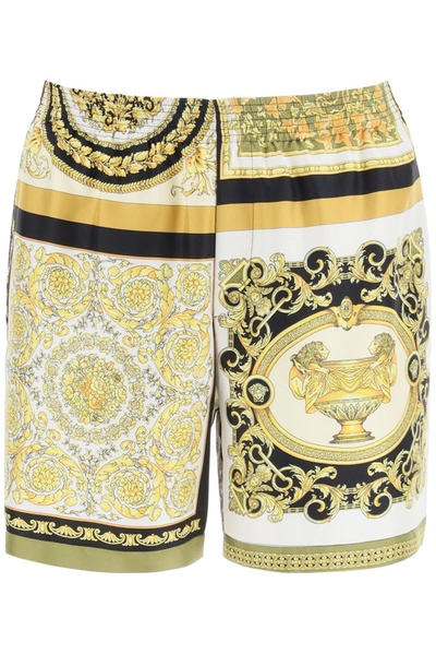 Shop Versace Barocco Mosaic Patchwork Print Shorts In Multi