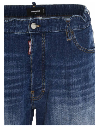 Shop Dsquared2 Washed Denim Shorts In Blue