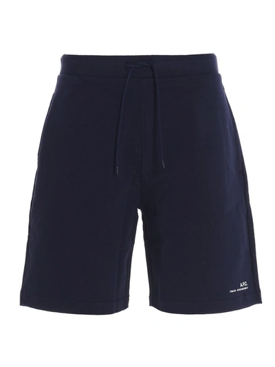 Shop Apc A.p.c. Item Drawstring Shorts In Navy