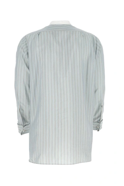 Shop Maison Margiela Band Collar Striped Shirt In Multi