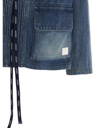 Shop Ambush Pocket Detail Kimono Denim Jacket In Blue