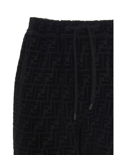 Shop Fendi Ff Motif Track Pants In Black