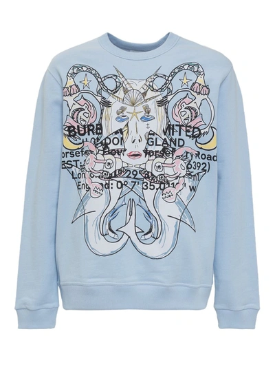 Shop Burberry Montage Print Sweatshirt In Blue