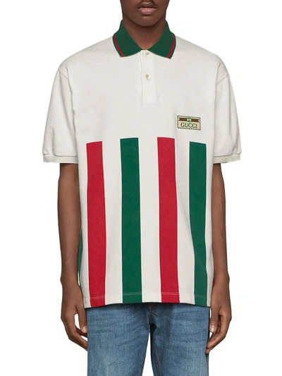 Shop Gucci Web Striped Oversize Polo Shirt In Multi