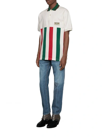 Shop Gucci Web Striped Oversize Polo Shirt In Multi