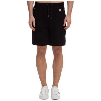 Shop Karl Lagerfeld Logo Patch Drawstring Shorts In Black