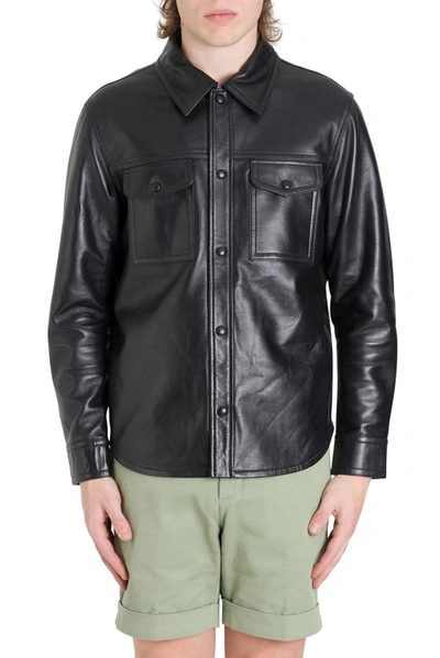Shop Ami Alexandre Mattiussi Ami Buttoned Leather Jacket In Black