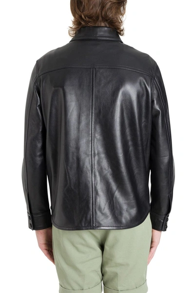 Shop Ami Alexandre Mattiussi Ami Buttoned Leather Jacket In Black