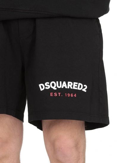 Shop Dsquared2 Logo Print Track Shorts In Black