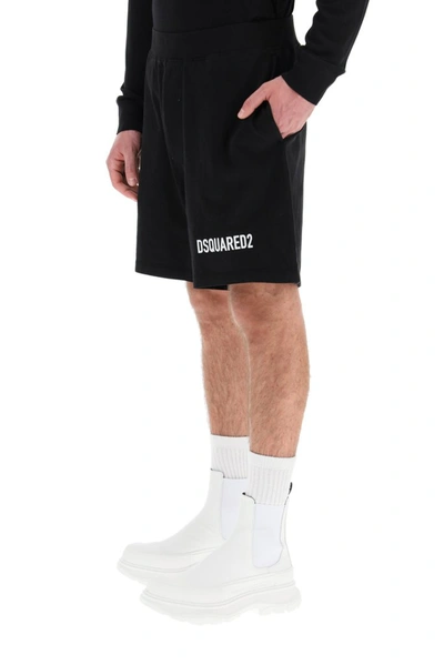 Shop Dsquared2 Logo Print Shorts In Black