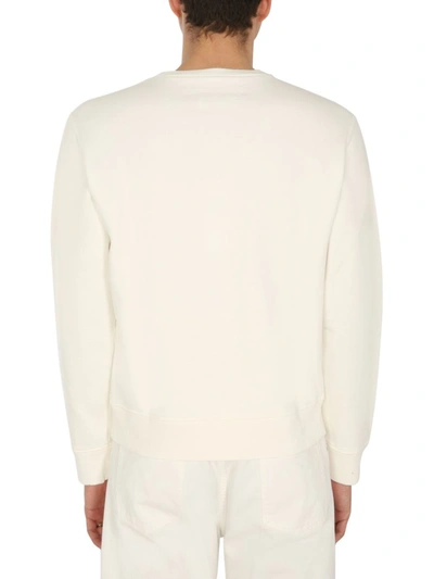 Shop Maison Margiela Logo Embroidered Crewneck Sweatshirt In White