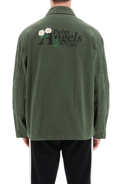 Shop Palm Angels Buffalo Military Jacket In Green