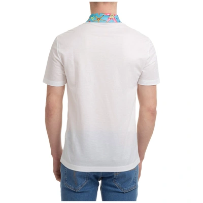 Shop Versace Trésor De La Mer Printed Trim Polo Shirt In White