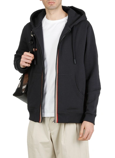 Shop Burberry Lexington Zipped Hooded Sweatshirt In Blue