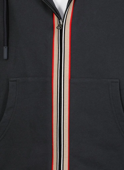 Shop Burberry Lexington Zipped Hooded Sweatshirt In Blue