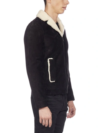 Shop Saint Laurent Shearling Short Jacket In Black