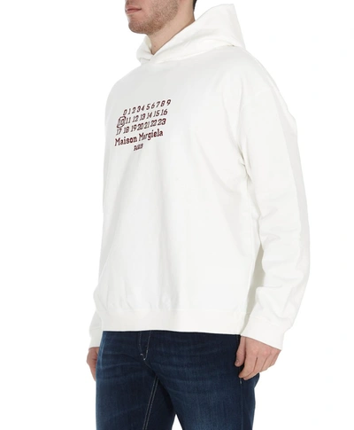 Shop Maison Margiela Logo Embroidered Hoodie In White