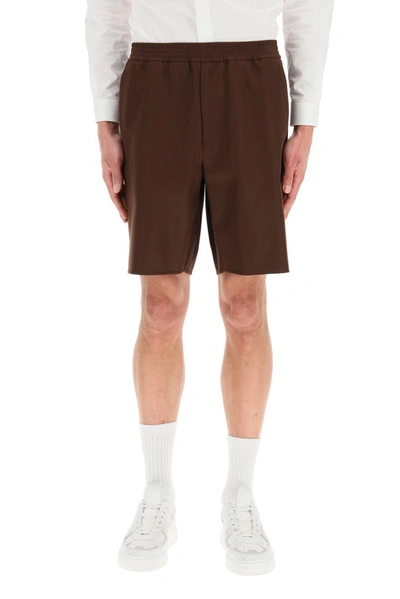 Shop Valentino Elasticated Waist Shorts In Brown