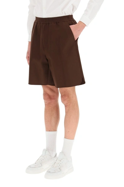 Shop Valentino Elasticated Waist Shorts In Brown