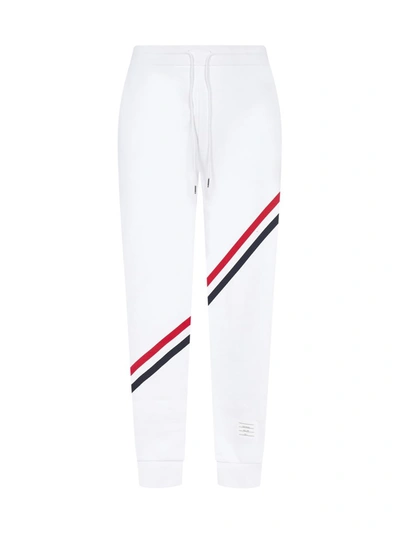 Shop Thom Browne Rwb Stripe Jogger Pants In White