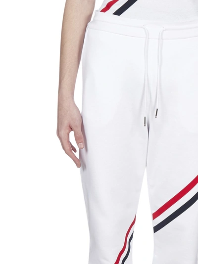 Shop Thom Browne Rwb Stripe Jogger Pants In White