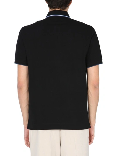 Shop Z Zegna Striped Collar Polo Shirt In Black