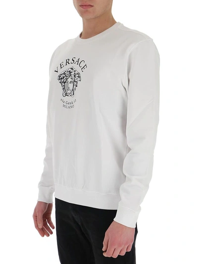 Shop Versace Medusa Printed Sweatshirt In White