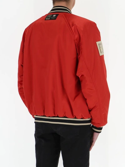 Shop Fendi Logo Bomber Jacket In Red