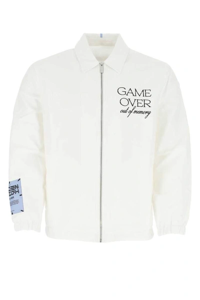 Shop Mcq By Alexander Mcqueen Mcq Alexander Mcqueen Slogan Embroidered Classic Collar Jacket In White