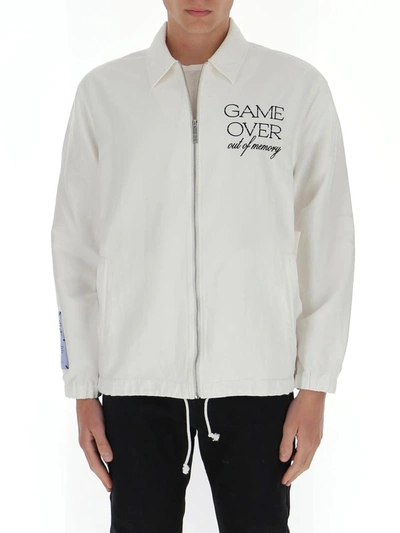 Shop Mcq By Alexander Mcqueen Mcq Alexander Mcqueen Slogan Embroidered Classic Collar Jacket In White