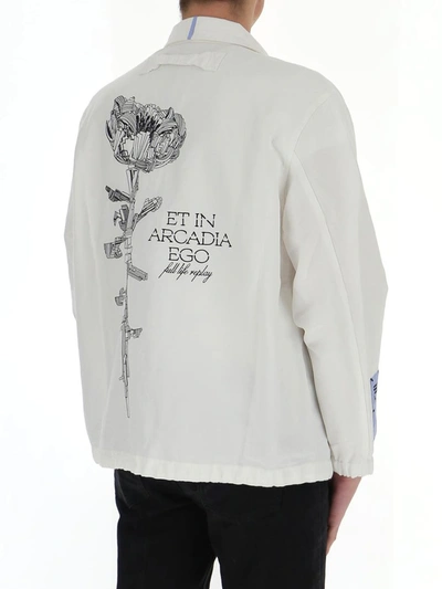 Shop Mcq By Alexander Mcqueen Mcq Alexander Mcqueen Slogan Embroidered Classic Collar Jacket In White