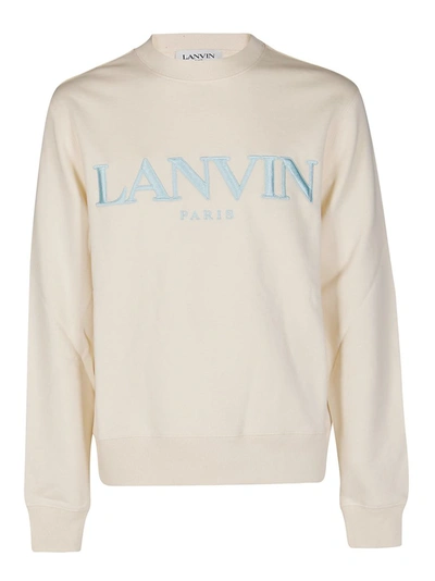 Shop Lanvin Logo Embroidered Sweatshirt In Beige
