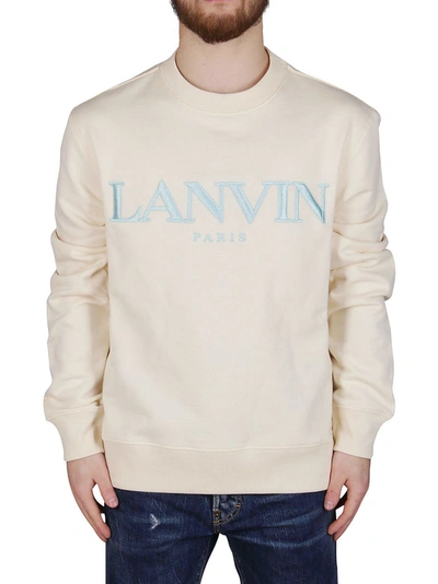 Shop Lanvin Logo Embroidered Sweatshirt In Beige