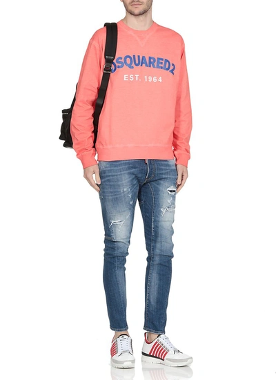 Shop Dsquared2 Logo Print Crewneck Sweatshirt In Pink