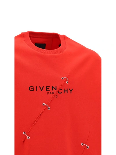 Shop Givenchy Eyelet Detail Oversized Sweatshirt In Red