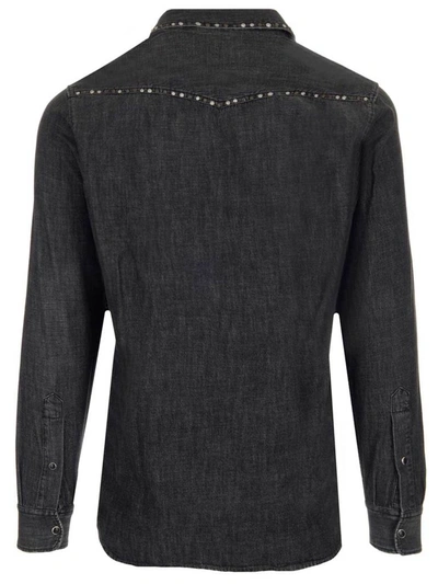 Shop Golden Goose Deluxe Brand Studded Denim Shirt In Black