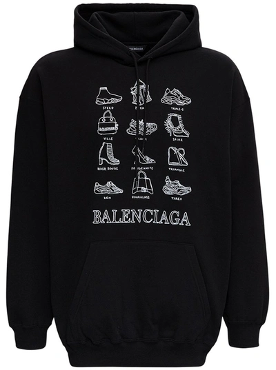 Shop Balenciaga Shoe Printed Hoodie In Black