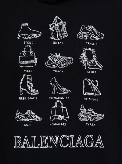 Shop Balenciaga Shoe Printed Hoodie In Black