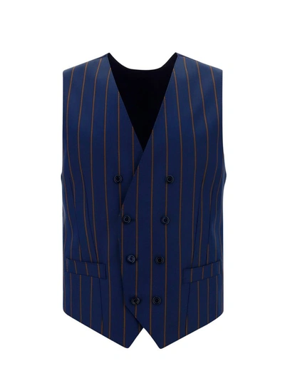 Shop Dolce & Gabbana Pinstriped Tailored Waistcoat In Blue