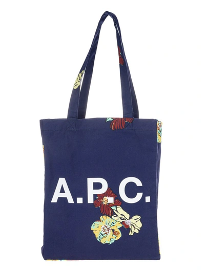 Shop Apc A.p.c. Flower Shopping Tote Bag In Blue