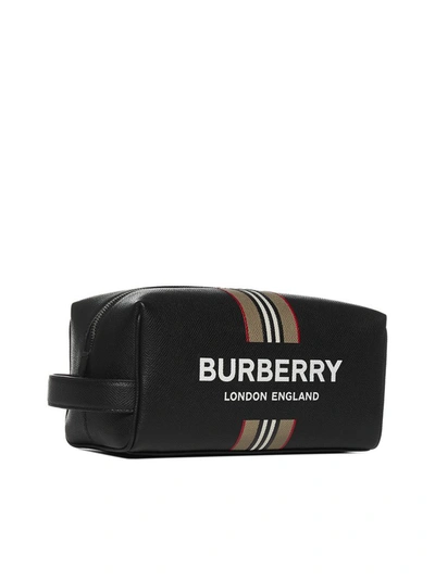 Shop Burberry Icon Stripe Toiletry Bag In Black
